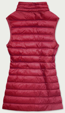 Prošívaná dámská vesta ve vínové bordó barvě model 15519045 Červené S (36) - J.STYLE