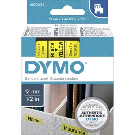 Dymo D1 45018, S0720580, 12mm, černý tisk/žlutý podklad - originální páska