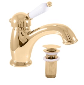 RAV Slezák - LABE - Umyvadlová baterie s výpustí, Zlatá - lesklá, 1/2" L527.5KZ