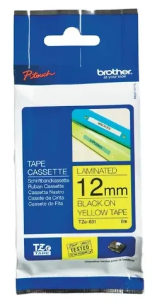 Brother TZ-631 / Kazeta s páskou / Laminovaná / Žlutá/Černá / 12mm / 8m (TZ-631)