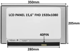 15,6" SIL LCD panel FHD IPS matný 144Hz / Náhradní díl / 40 PIN / bez úchytů / LED (77030550)