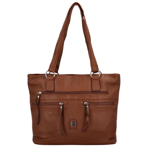 Stylová větší dámská kabelka přes rameno Amilla, hnědá