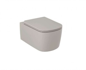 KLUDI - Resa S Závěsné WC se sedátkem SoftClose, Rimless, Spiralflush, matná písečně šedá 27WCSETO2
