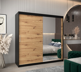 Šatní skříň Abi T2 Barva korpusu: Černá, Rozměry: 200 cm, Dveře: Dub artisan
