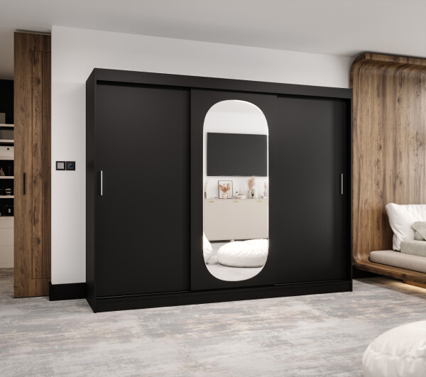 Šatní skříň Abi Royal Rozměry: 250 cm, Barva korpusu + barva dveří: Černá + Černá