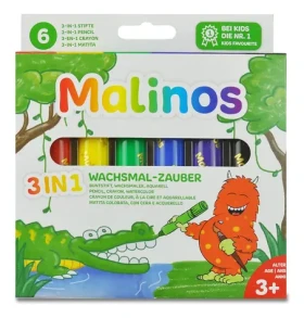MALINOS Voskové pastelky Wachsmal-Zauber / 6 barev / 3v1 / od 3 let (301036)