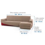 Super strečové potahy NIAGARA oříšková sedačka s otomanem vpravo (š. 200 - 300 cm)
