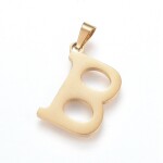 Sada přívěsku a náušnic z nerezové oceli - písmeno - zlatá - 20 ~ 23 mm x 13 ~ 19 mm - 1 ks Písmena: E