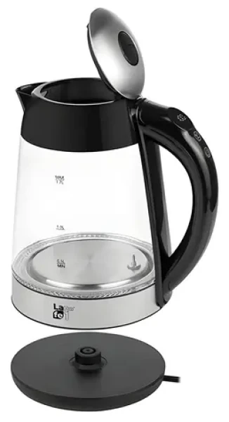 Lafe Lumi černá / Rychlovarná konvice / 2200W / 1,7 l / sklo / RGB podsvícení (LAFCZA46806)