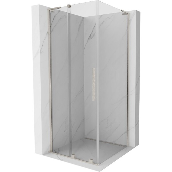 MEXEN/S - Velar L sprchový kout, posuvné dveře 120 x 120, transparent, nikl kartáčovaný 871-120-120-03-97