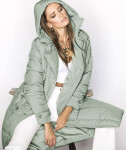 Klasický dámský prošívaný kabát pistáciové barvě (AG2-J83) odcienie zieleni