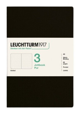 Zápisník Jottbook pur A5, 80l, tečkovaný, Black, 3ks