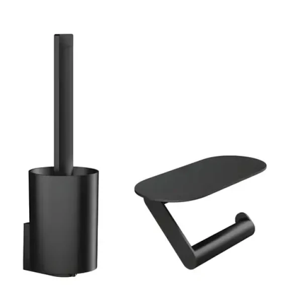 Hansgrohe Set doplňků pro WC matná černá / Sada koupelnových doplňků / Držák WC kartáče a toaletního papíru (27969670)