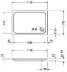 DURAVIT - D-Code Sprchová vanička 110x75 cm, alpská bílá 720097000000000
