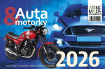 Kalendář 2026 Auta a motorky, stolní, týdenní, 15 x 22,5 cm