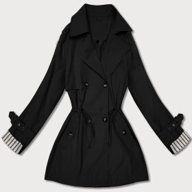 Krótki trencz na guziki Goodlookin czarny (KK60415-1#) odstíny černé XXL (44)