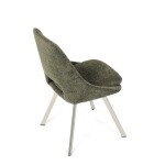 Židle jídelní, zelená látka, kovové nohy, broušená nerez.