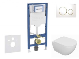 GEBERIT - Duofix Set předstěnové instalace, klozetu Oudee a sedátka softclose, tlačítko Sigma20, bílá/pozlacená SANI11CA3125B