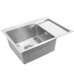 REA - Ocelový dřez Fin BRUSH NICKEL s kuchyňskou baterií KPL-96012