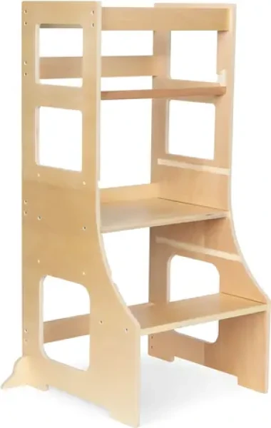 MODERN HOME Dětská učící věž / Nastavitelná výška / překližka 12 mm / s ochrannou hrazdou (ESC-W-070A)