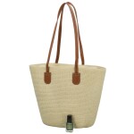Módní dámská slaměná kabelka na rameno Sadie, krémová