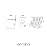 CERANO - WC závěsné Hugo, Vortex - vírové splachování + Slim/SoftClose sedátko - černá matná - 53x36 CER-680364