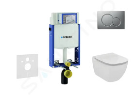 GEBERIT - Kombifix Modul pro závěsné WC s tlačítkem Sigma01, matný chrom + Ideal Standard Tesi - WC a sedátko, Aquablade, SoftClose 110.302.00.5 NU3