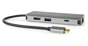 Nedis USB-C Multiportový adaptér 7v1 antracitová / Adaptér / HDMI / RJ45 / SD/microSD / 3x USB-A / 5 Gbps / 0,2 m (CCBW64240AT02)
