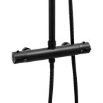 Erga Flova, sprchová souprava s termostatickou baterií a dešťovou hlavicí 20x20cm, černá matná, ERG-YKA-BP.FLOVA THERM 20 BLK