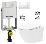 GEBERIT KOMBIFIXBasic vč. bílého tlačítka DELTA 21 + WC REA Carlo Flat Mini Rimless + SEDÁTKO 110.100.00.1 21BI CF1