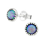 LUNICA Stříbrné náušnice BAREVNÝ OPÁL 0354