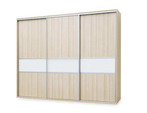 Nábytek Mikulík Skříň FLEXI 3 - 3x dveře dělené sklem LACOBEL ROZMĚR: (š/v/h) 260 x 220 x 65 cm
