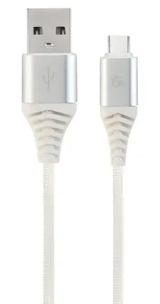 Cablexpert USB-A - USB-C bílo-stříbrná / USB kabel / opletený / 2 m (CC-USB2B-AMCM-2M-BW2)