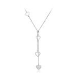 Ocelový náhrdelník se zirkony Elgio - chirurgická ocel, srdíčko, Stříbrná 40 cm + 5 cm (prodloužení)
