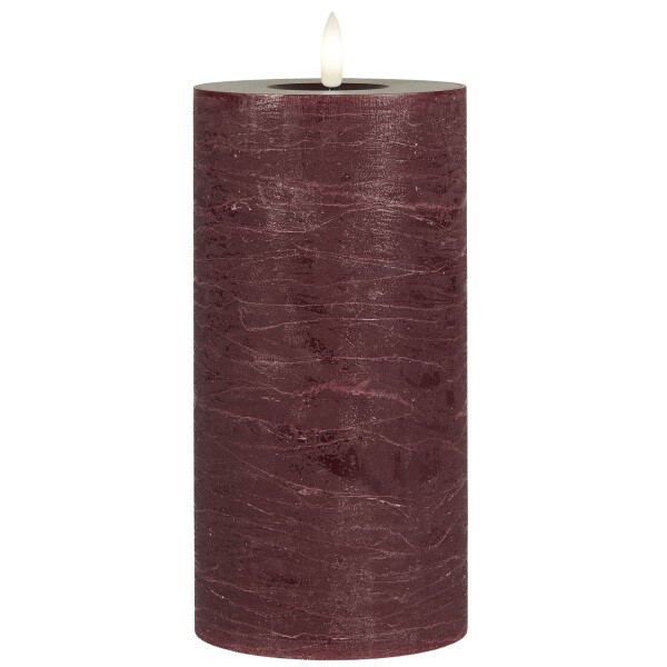 IB LAURSEN LED svíčka Pillar Dark Red 20 cm, červená barva, plast, vosk