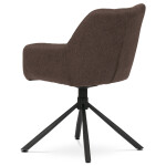 Židle jídelní, hnědá látka, otočný mechanismus 90°/90° (L/P), černý kov
