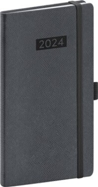 Diář 2024: Diario - šedý, kapesní, 9 × 15,5 cm