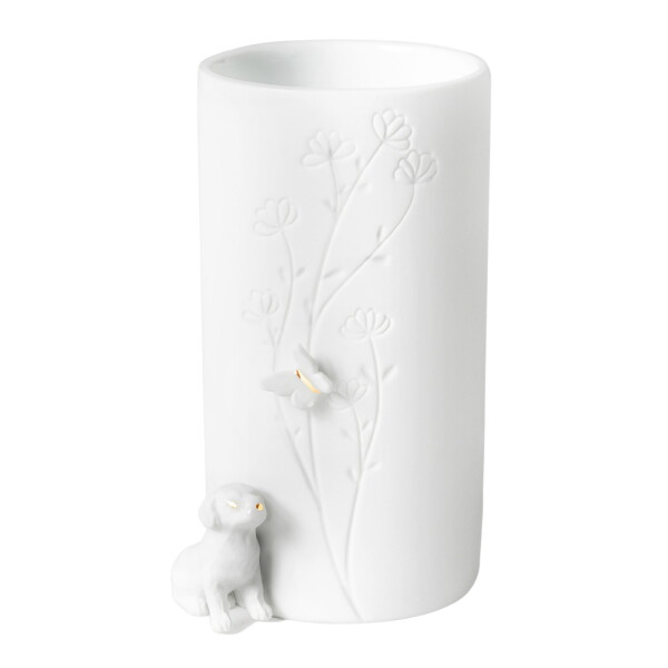 Räder Porcelánová vázička Dog Sitting, bílá barva, porcelán