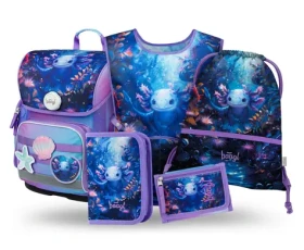 BAAGL SET 5 Ergo Axolotl: aktovka, penál, sáček, zástěra, peněženka (A-34513)