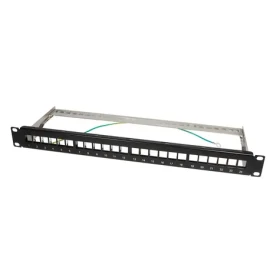 LogiLink Patch panel Keystone 24 portů, nezaplněný, černý / Patch panel / 19" / 1U / Kov (NK4042)
