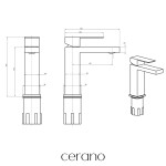 CERANO - Umyvadlová stojánková baterie Velar - nízká - černá matná TU-428173