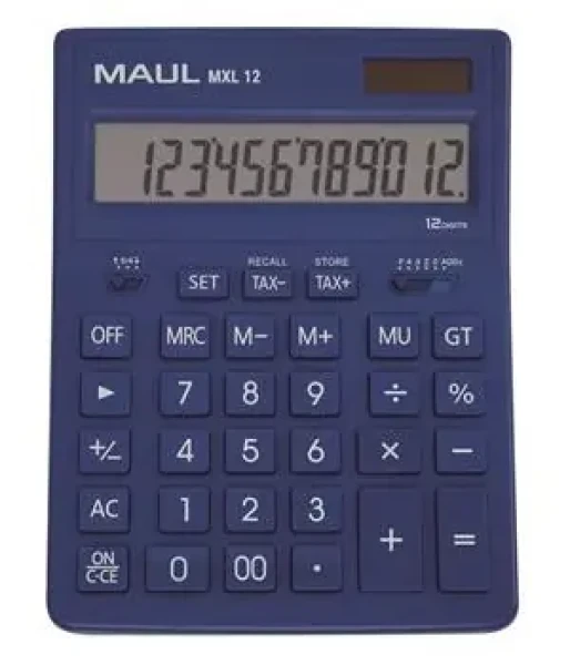 Maul MXL 12 TAX světle modrá / Stolní kalkulačka / 12místná / duální napájení (7267034)