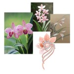 Luxusní brož ve tvaru orchideje se sladkovodní Lea, Růžová