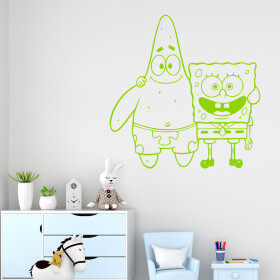 Samolepka SpongeBob a Patrick Barva: zelená, Velikost: 100 x 102 cm