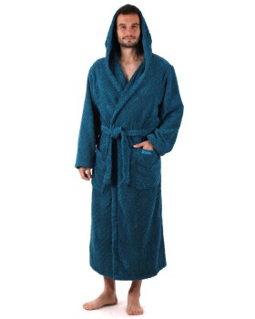 Unisex župan Vestis Athena 3116 petrolejový s kapucí