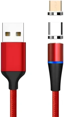 PremiumCord Magnetický kabel micro USB/USB-C červená / Nabíjecí a datový kabel / USB 2.0 / 480 Mb/s / 1 m (8592220022686)