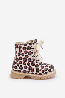 Ošetřené dětské boty na zip Bežovo-hnědé Dolida 36