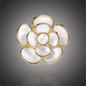 Perleťová brož Salva - květina, Zlatá