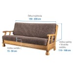 Bielastické potahy VITTORIA hnědá trojkřeslo s dřevěnými rukojeťmi (š. 150 - 200 cm)