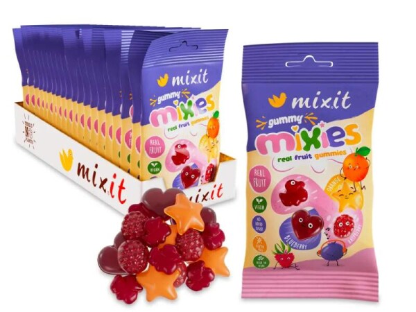 Mixit Ovocné Mixies Malina, borůvka, pomeranč přírodní želé bonbony 35g